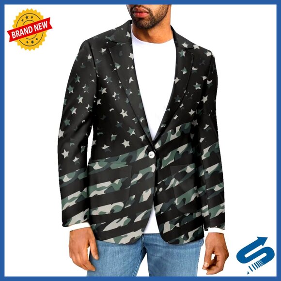 Men's Regular Fit Sport Coat Blazer One Button Polyester Casual Formal